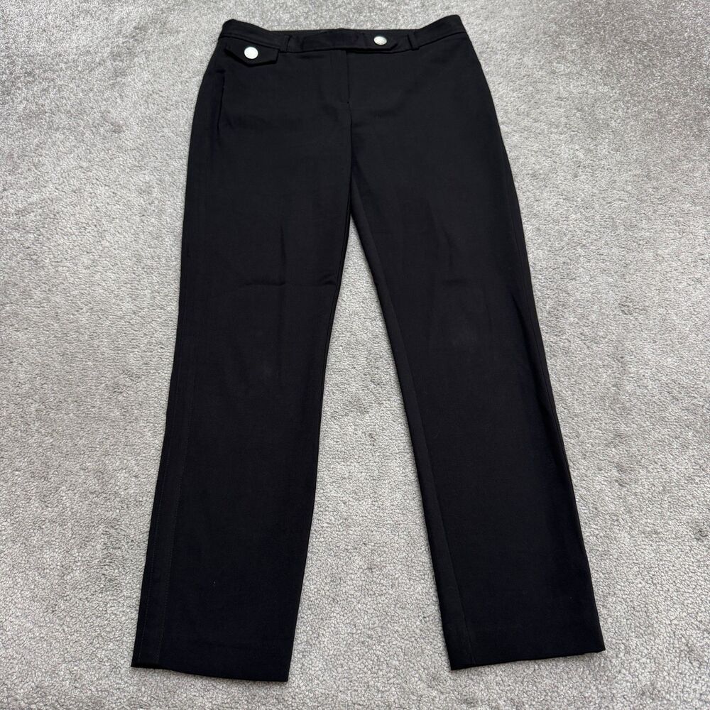 Karl Lagerfeld Straight Leg Dress Pants Trouser Womens 4 Black Mid Rise Classic